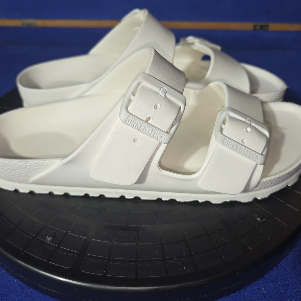Birkenstock White Arizona EVA Double Strap Sandles, Sz. 38-EU, 7-US...Mens Sz.5 - Picture 3 of 8